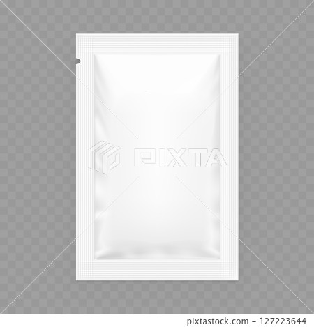 Blank White Sachet Packet Mockup - Single Serving Pouch. Vector Blank White Sachet Packet Mockup - Single Serving Pouch. Vector 127223644