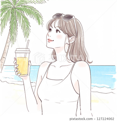 Illustration material of women and girls in swimsuits 127224002