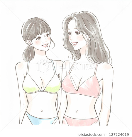 Illustration material of women and girls in swimsuits 127224019