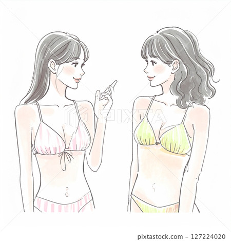 Illustration material of women and girls in swimsuits 127224020
