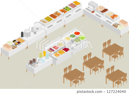 Isometric hotel breakfast buffet image 127224040