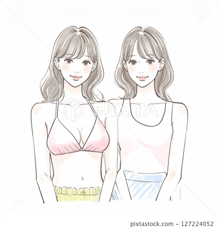Illustration material of women and girls in swimsuits 127224052