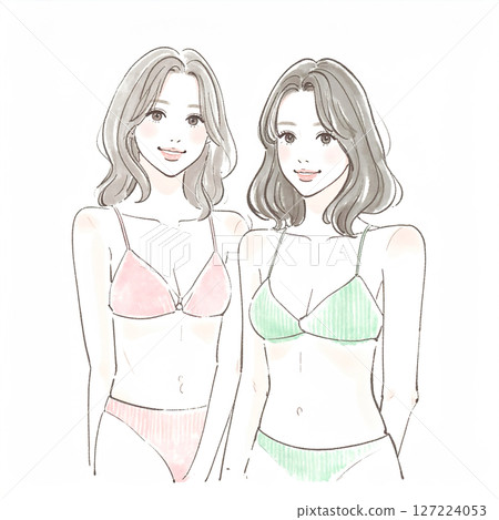 Illustration material of women and girls in swimsuits 127224053