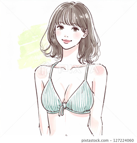 穿著泳衣的婦女和女孩的插圖素材 127224060