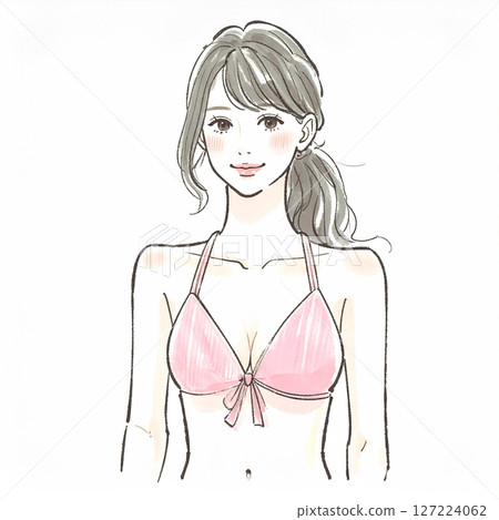 穿著泳衣的婦女和女孩的插圖素材 127224062