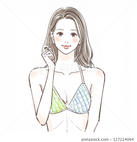Illustration material of women and girls in swimsuits 127224064