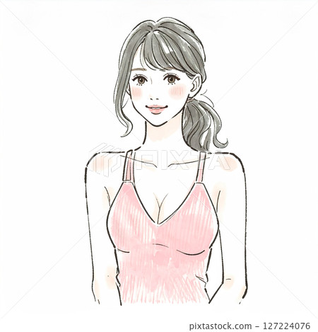 穿著泳衣的婦女和女孩的插圖素材 127224076