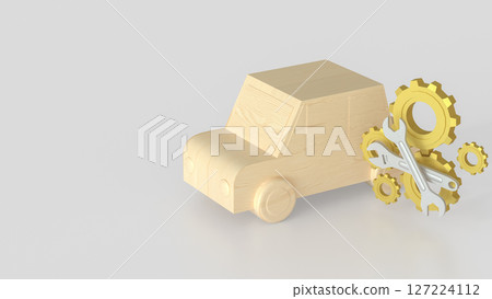 The Wood car and Gear for  fix or repair concept 3d Rendering. 127224112