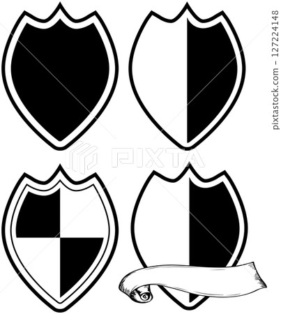 Vector illustration set of a green shield with a key for security purposes Vector illustration set of a green shield with a key for security purposes 127224148