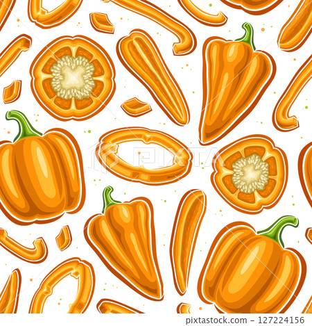 Vector Orange Pepper Seamless Pattern 127224156