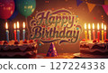 Colorful Birthday Celebration with Cakes, Candles, Balloons, and Decorations 127224338