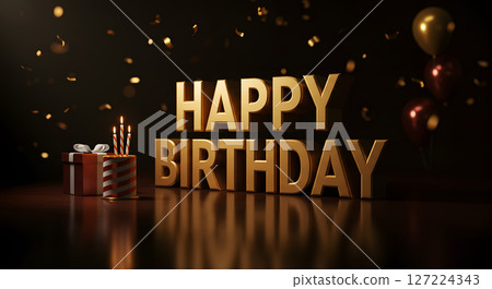 Colorful Birthday Celebration with Cakes, Candles, Balloons, and Decorations 127224343