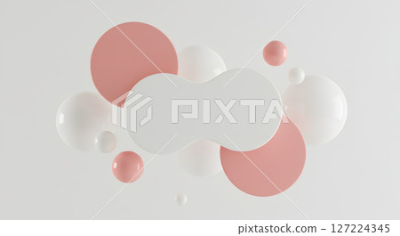 Abstract Pink and White Spheres in a Modern Art Composition 127224345