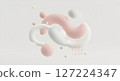 Abstract Pink and White Spheres in a Modern Art Composition 127224347