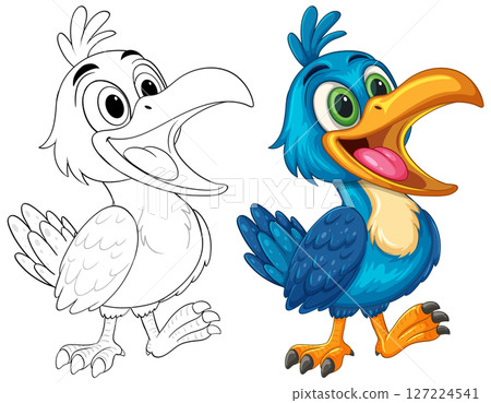 Colorful Cartoon Hornbill with Expressive Features Colorful Cartoon Hornbill with Expressive Features 127224541