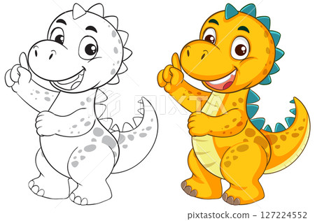 Colorful Cartoon Dinosaur Illustration with Outline Colorful Cartoon Dinosaur Illustration with Outline 127224552