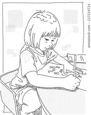 A small child practicing writing A small child practicing writing 127224714