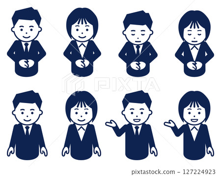 深海軍藍西裝男人和女人圖標 127224923