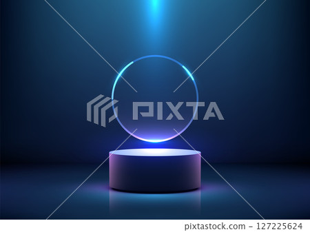 futuristic blue neon ring on dark background, glowing 3d circular pedestal, technology concept, product display mockup, sci fi showcase futuristic blue neon ring on dark background, glowing 3d circular pedestal, technology concept, product display mockup, sci fi showcase 127225624