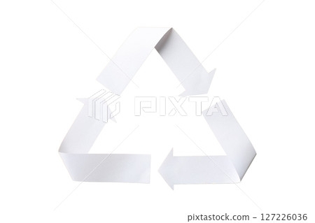 White recycling symbol for the environment, isolated on white 127226036