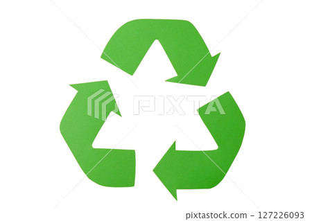 Eco-friendly green recycling symbol, isolated on white Eco-friendly green recycling symbol, isolated on white 127226093