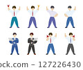 Businessman cheering icon set 127226430