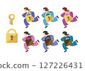 Business woman security commuting icon set 127226431