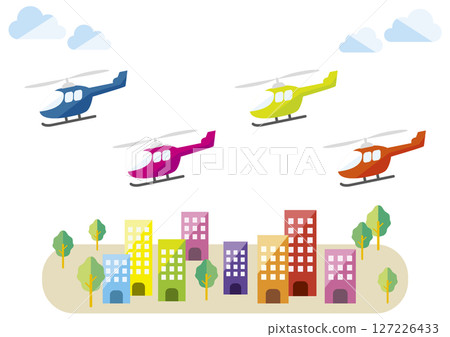 建築物、直升機、樹木、雲圖標集 127226433