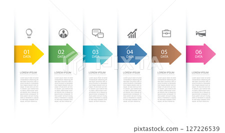 6 data infographics tab index with arrow layout template. Illustration business abstract background. 127226539