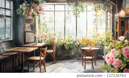 時尚自助餐廳的水彩畫（生成式人工智慧） 127226763