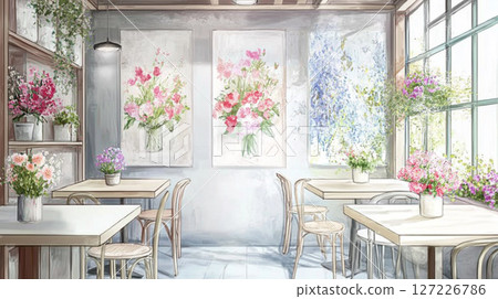 時尚自助餐廳的水彩畫（生成式人工智慧） 127226786
