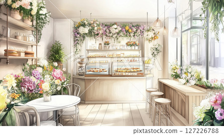 時尚自助餐廳的水彩畫(生成式人工智慧) 時尚自助餐廳的水彩畫(生成式人工智慧) 127226788