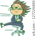 Illustration of a businessman-style lion sitting on an office chair and sliding 127226889
