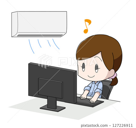 一位女士在空調環境下舒適工作的插圖 一位女士在空調環境下舒適工作的插圖 127226911