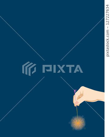 一個人手裡拿著煙火棒的插圖 127227634