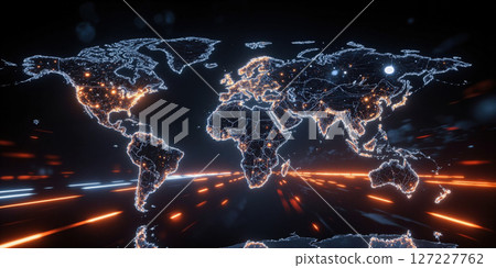 Global Network Map: Digital World Connectivity, Future Technology 127227762