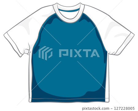 Blue and White Raglan T-Shirt Illustration Blue and White Raglan T-Shirt Illustration 127228005
