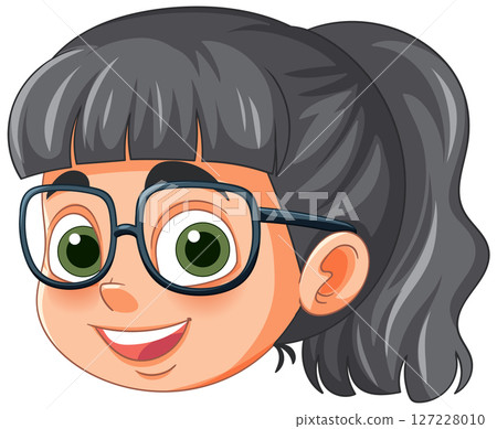 Smiling Girl with Glasses Illustration Smiling Girl with Glasses Illustration 127228010