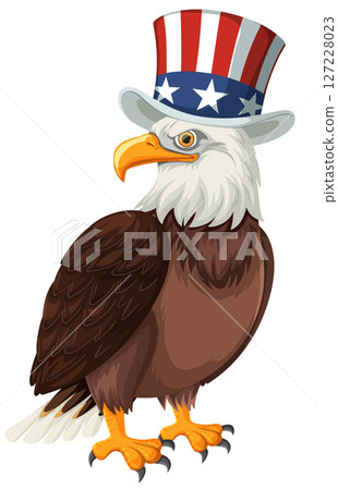 Patriotic Bald Eagle with American Top Hat 127228023