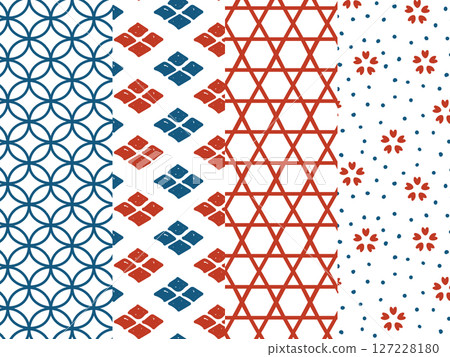 Seamless hand-drawn Japanese pattern background material Seamless hand-drawn Japanese pattern background material 127228180
