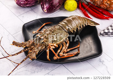 Raw wild fresh spiny lobster Raw wild fresh spiny lobster 127228509