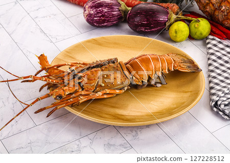 Luxury expensive boiled spiny lobster Luxury expensive boiled spiny lobster 127228512