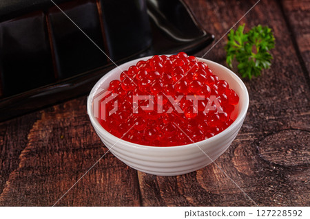 Salmon red caviar in the bowl Salmon red caviar in the bowl 127228592