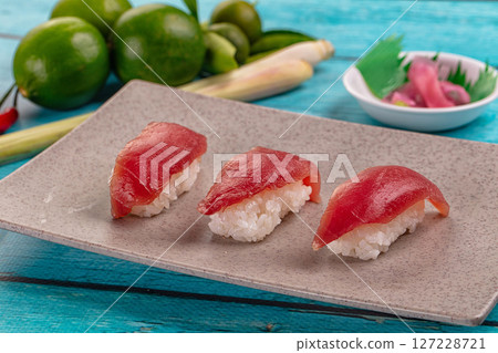 Japanese sushi with tuna fish Japanese sushi with tuna fish 127228721