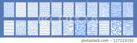 Abstract waves pattern poster. Hand drawn doodle background. Poster, banner, web mobile interface template. Abstract waves pattern poster. Hand drawn doodle background. Poster, banner, web mobile interface template. 127229192