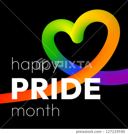 Pride Month Rainbow Ribbon on Black Background Pride Month Rainbow Ribbon on Black Background 127229590