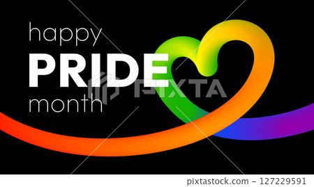 Pride Month Rainbow Ribbon on Black Background Pride Month Rainbow Ribbon on Black Background 127229591