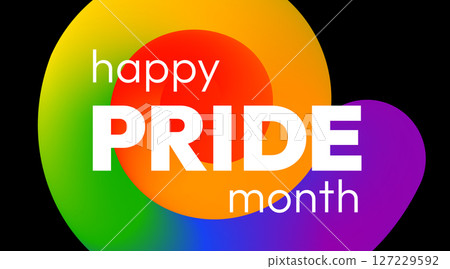 Pride Month Rainbow Ribbon on Black Background Pride Month Rainbow Ribbon on Black Background 127229592