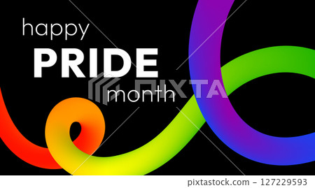 Pride Month Rainbow Ribbon on Black Background Pride Month Rainbow Ribbon on Black Background 127229593