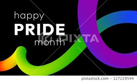 Pride Month Rainbow Ribbon on Black Background Pride Month Rainbow Ribbon on Black Background 127229594